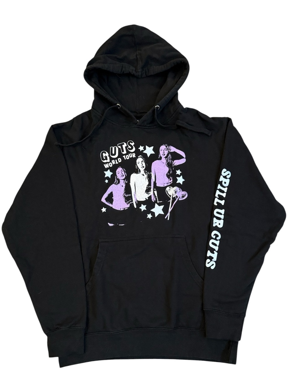 Olivia Rodrigo GUTS Tour Hoodie Black Purple Graphic Concert Merch Est. Medium